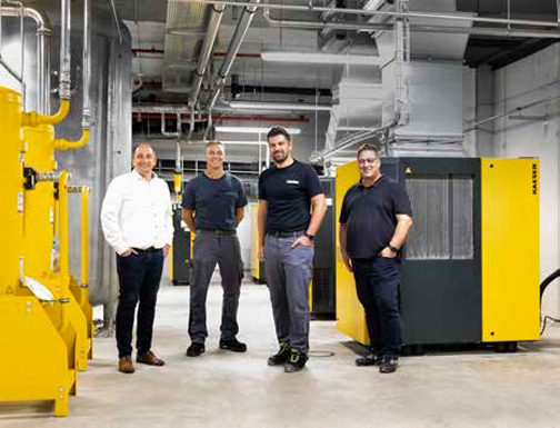 Marcus Härtwig (KAESER), Roland Klein (BÜRGER), Jan Neumeyer (BÜRGER) y Wilfried Leitenberger (Filcom)